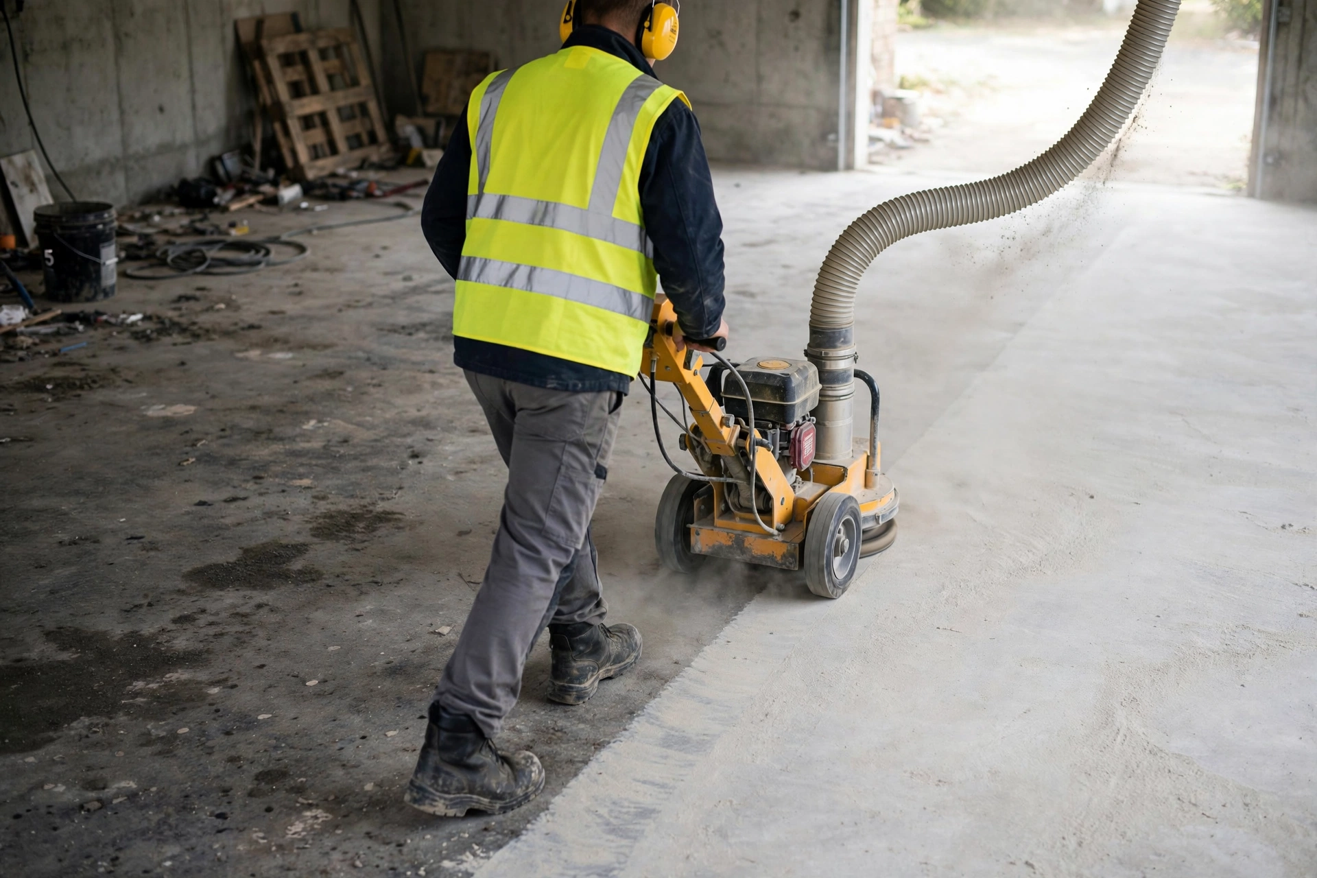 Diamond grinding concrete to prepare for an epoxy coating in Thunder Bay
